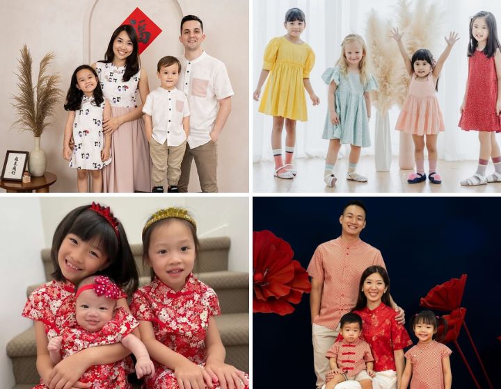 Chinese new year outfits - kids cheongsam, qipao dresses, modern cheongsam, matching family outfits CNY