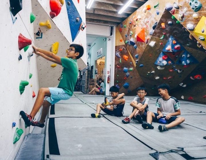 Things to do in Singapore - indoor kids' activities - rock climbing and bouldering